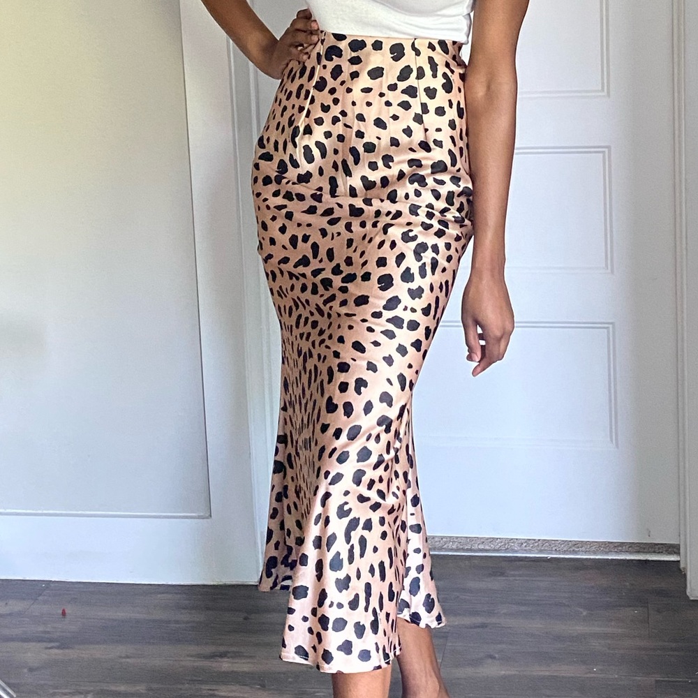 Cheetah print slip skirt